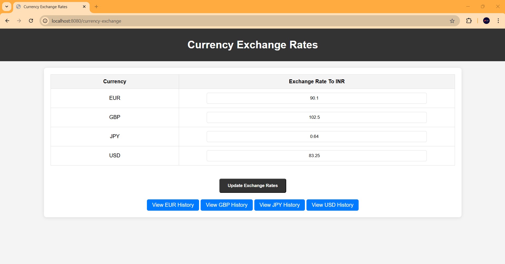 screenshot of the app