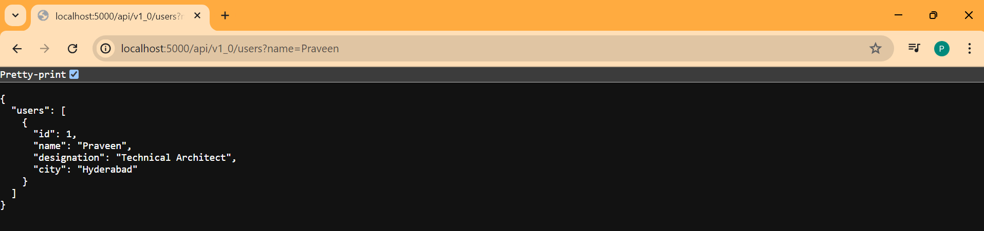 screenshot of the app