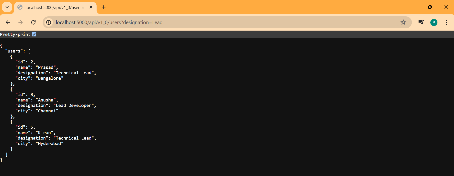 screenshot of the app