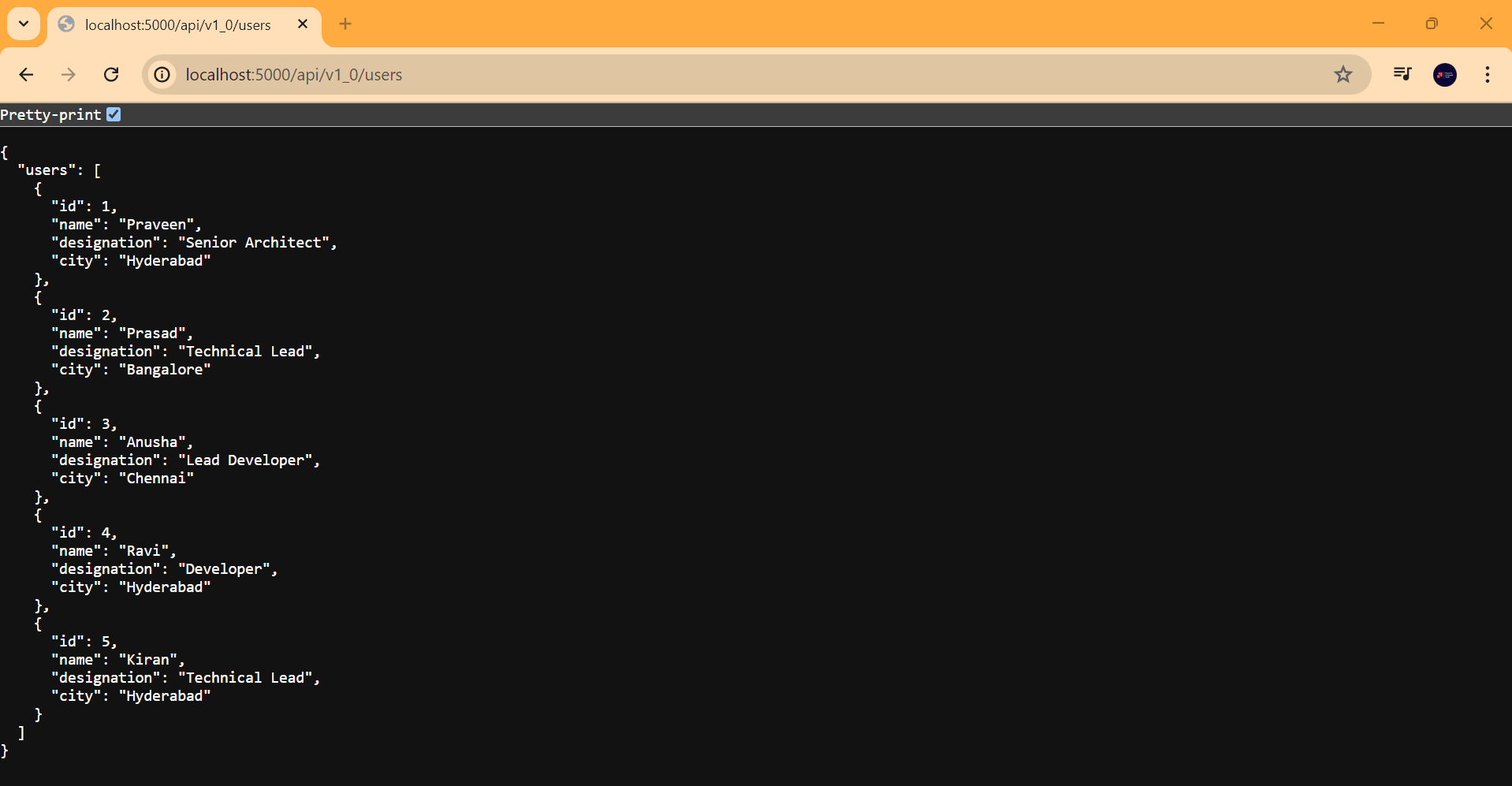 screenshot of the app