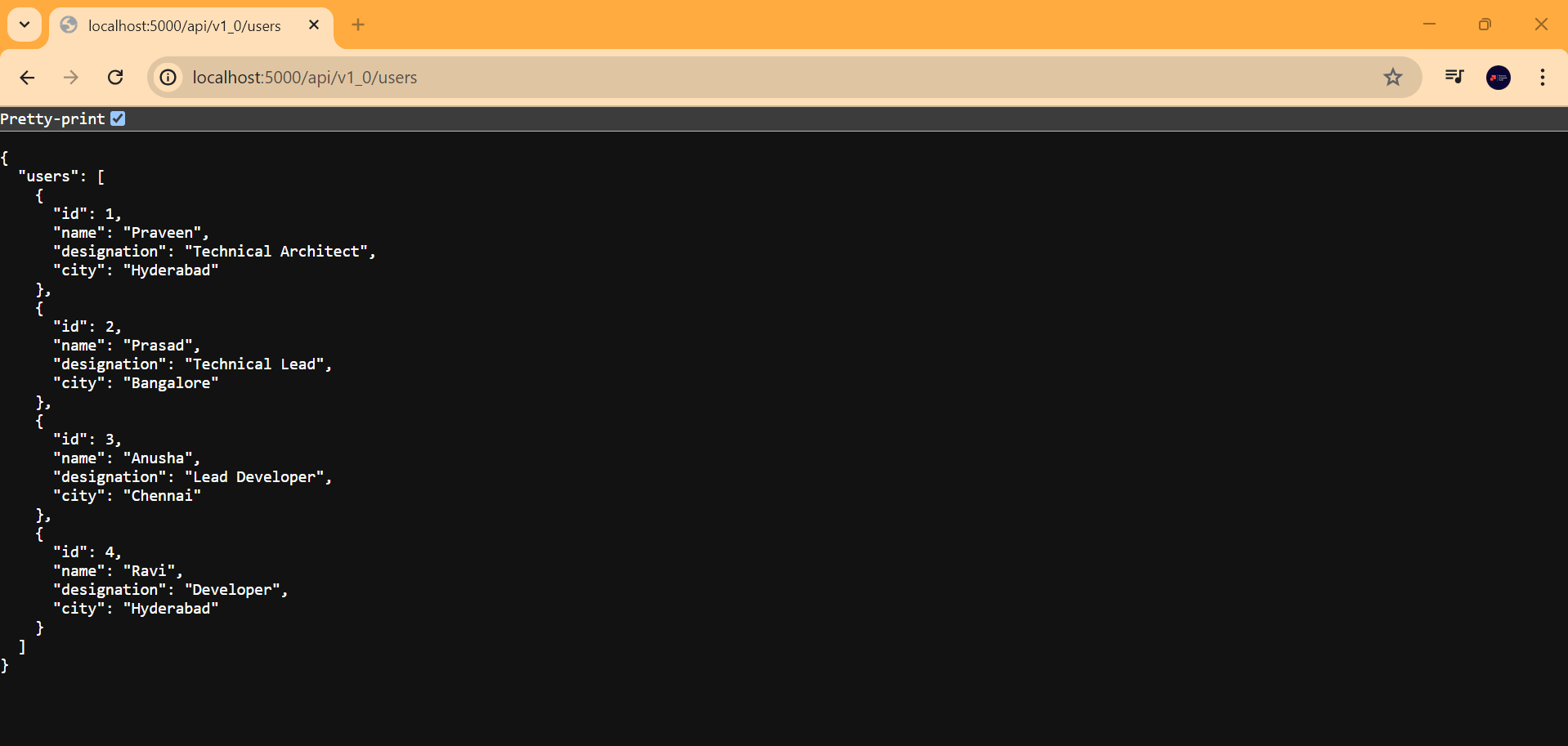 screenshot of the app