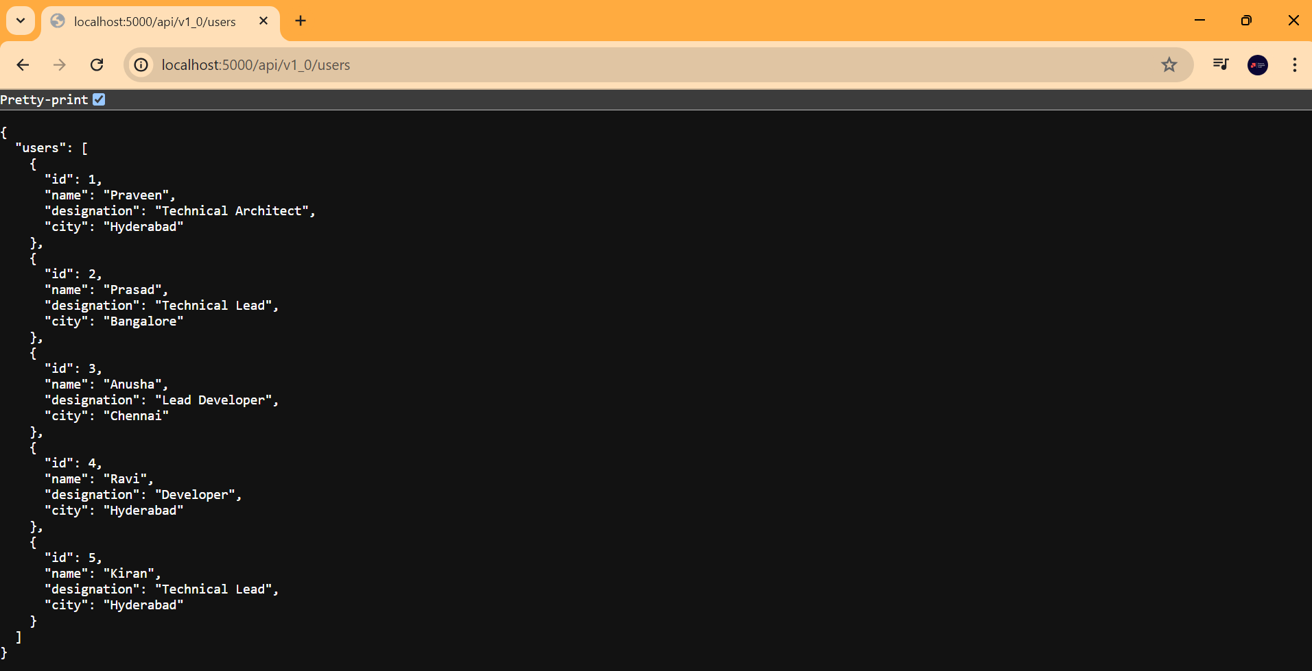 screenshot of the app