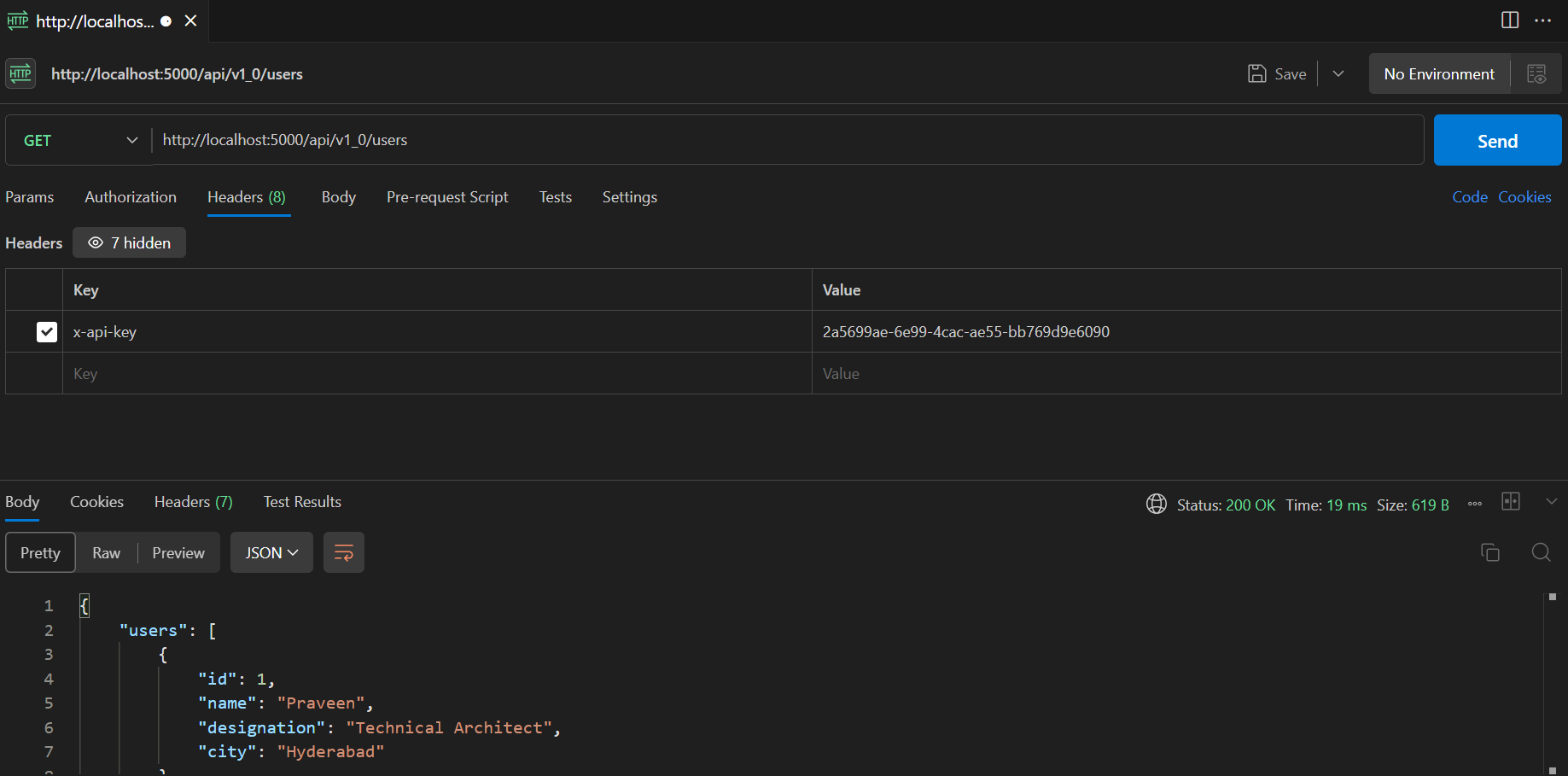 screenshot of the app