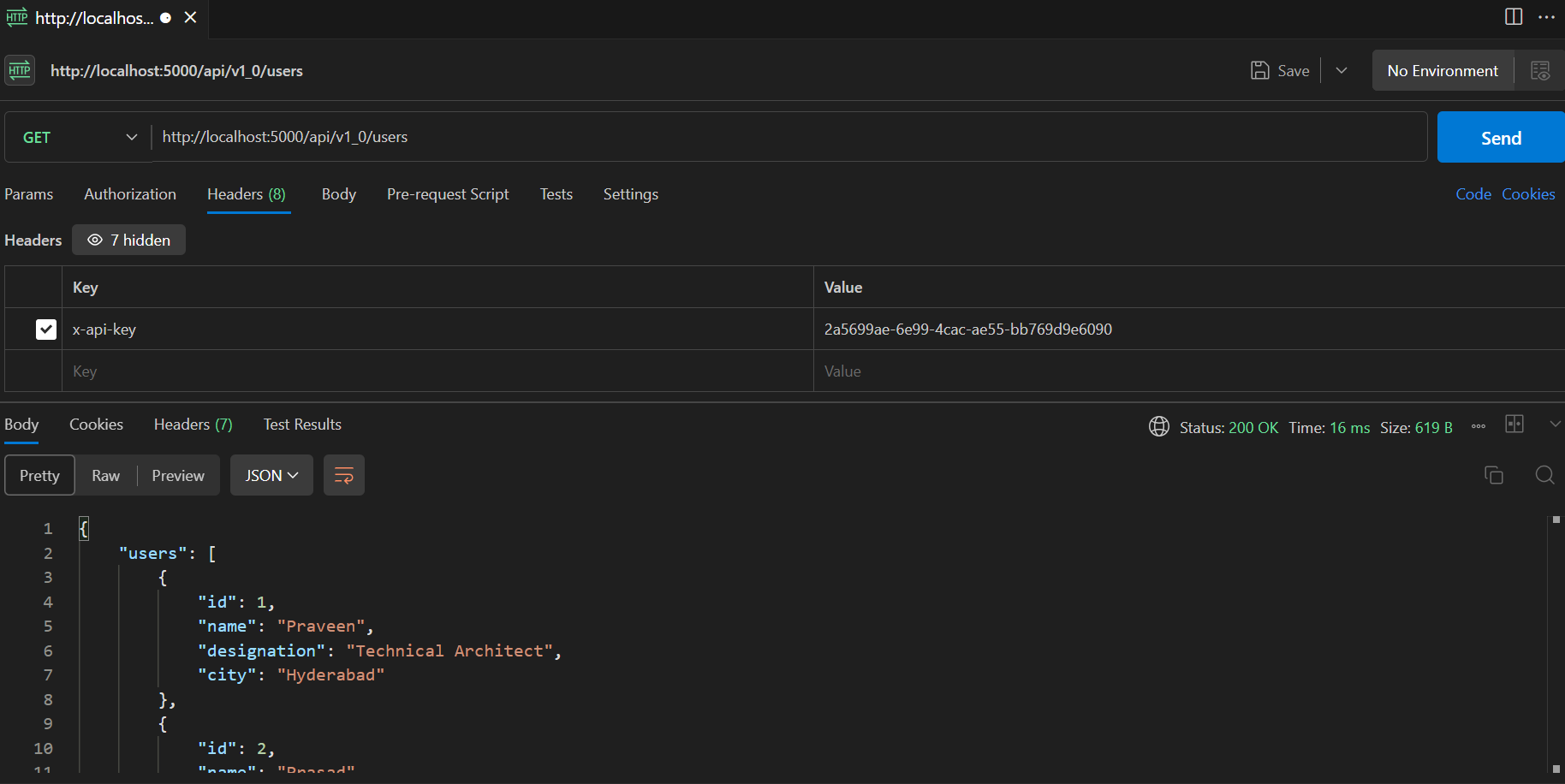 screenshot of the app