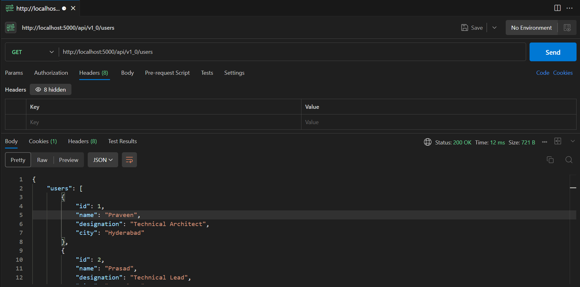 screenshot of the app