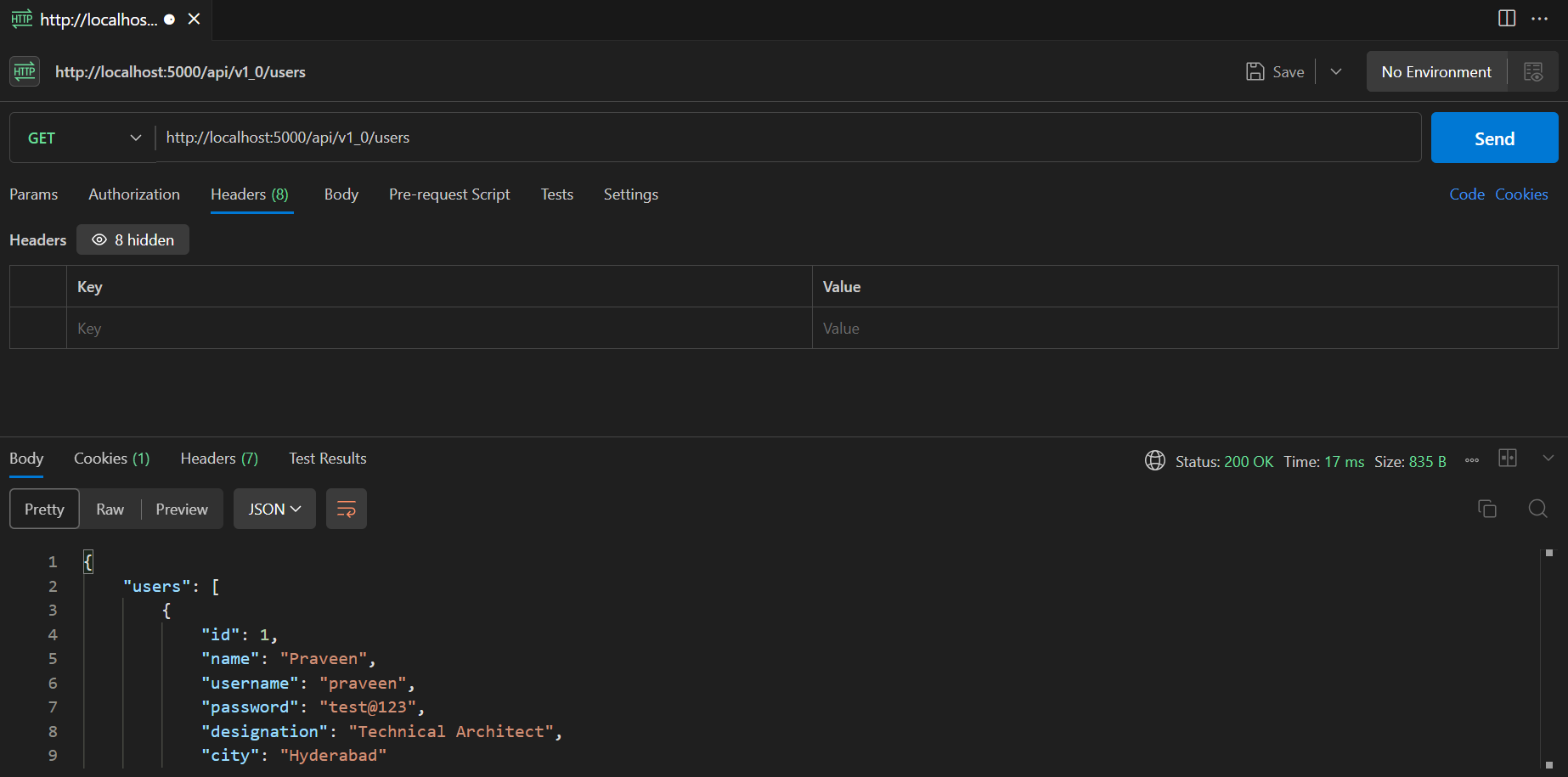 screenshot of the app