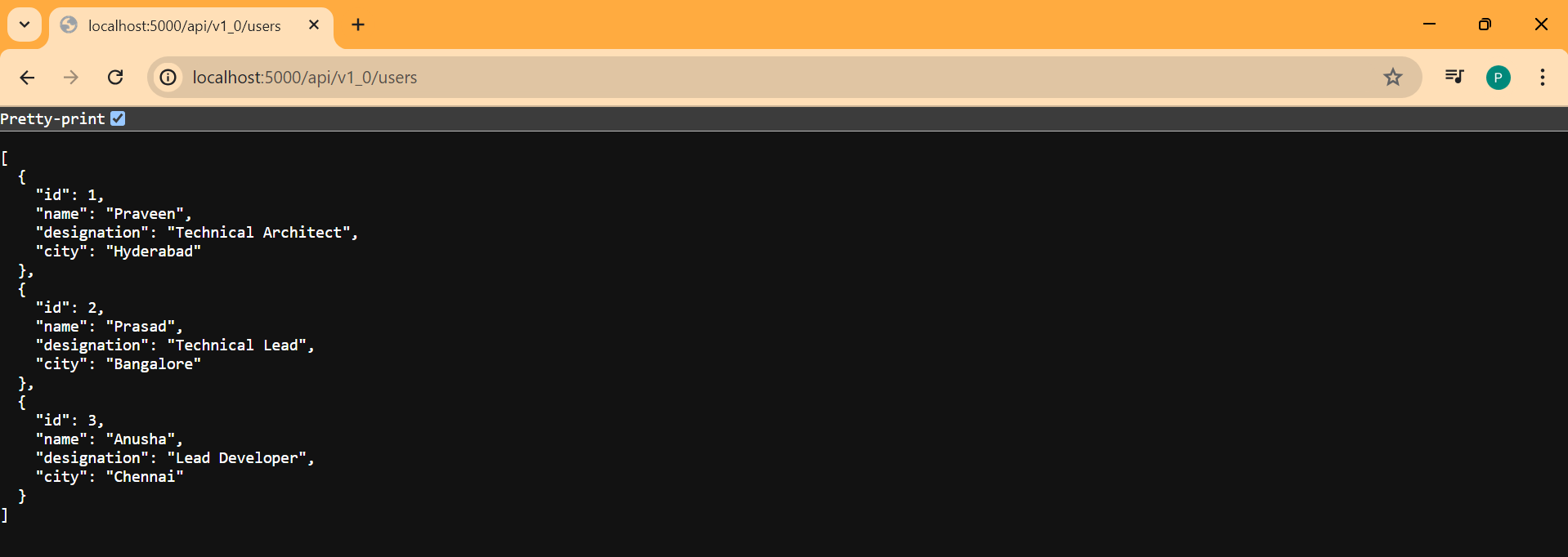 screenshot of the app
