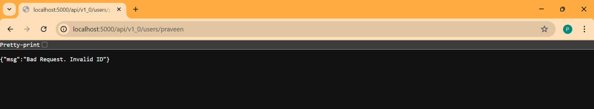 screenshot of the app