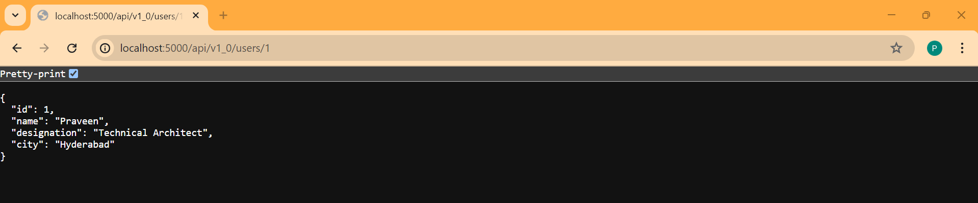 screenshot of the app