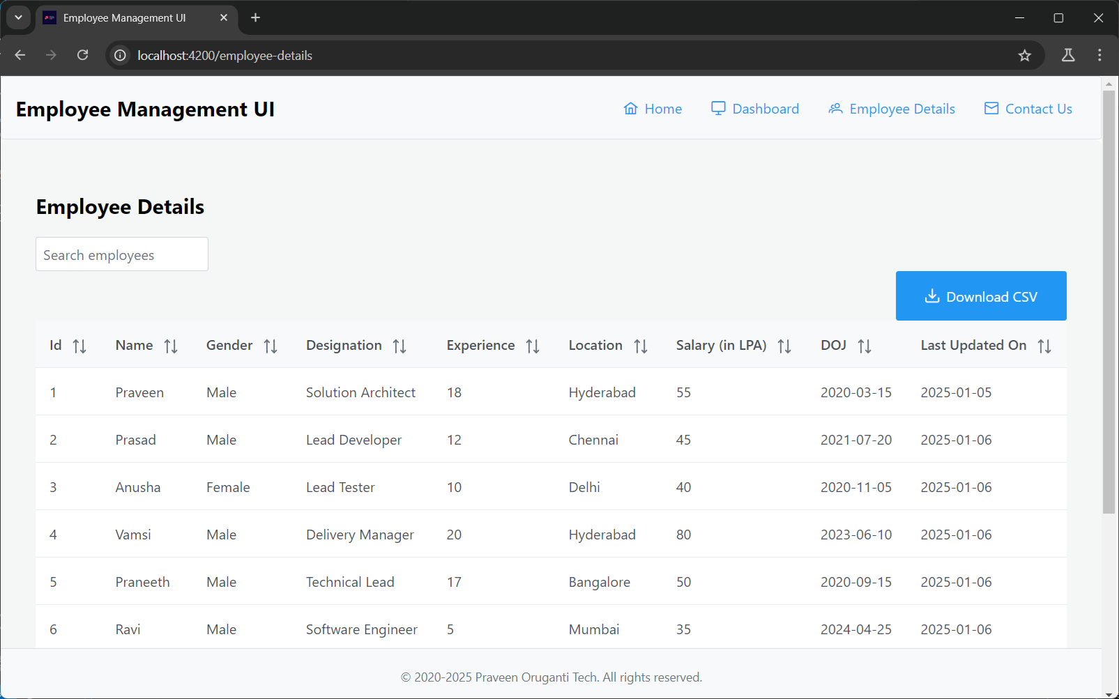 screenshot of the app