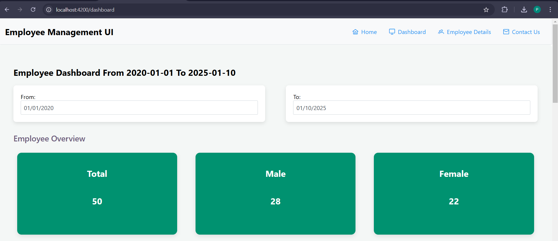 screenshot of the app