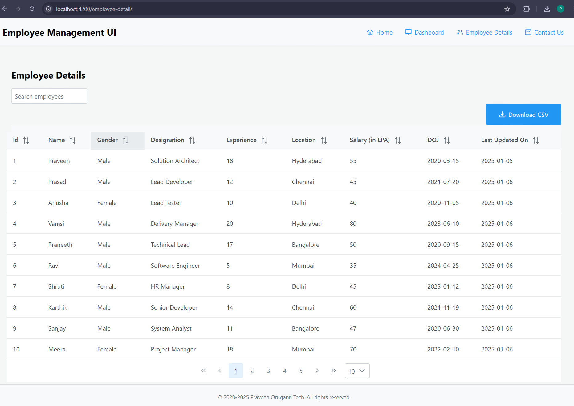 screenshot of the app